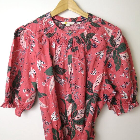 Boden Smocked Linen Shirt Dress Size 16 - Picture 5 of 10